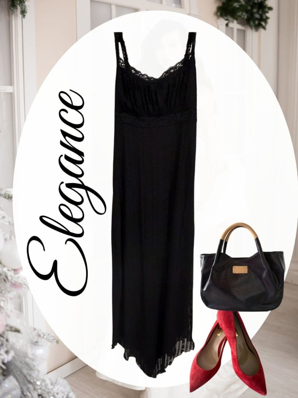 Black Lace Trim Bodycon Slip Dress Small Y2K Cocktail Party Mini Dress